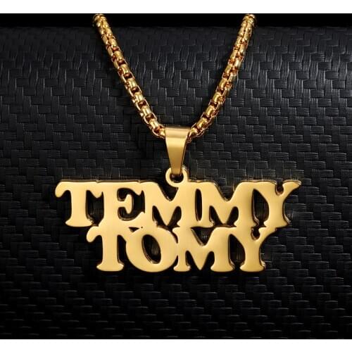 Punk Style Two Names Necklace Custom Big Name Nameplate Pendant Women Men Fashion Jewelry Handmade Hip Hop BFF Birthday Gifts