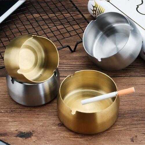 Gold color Stainless steel ashtray