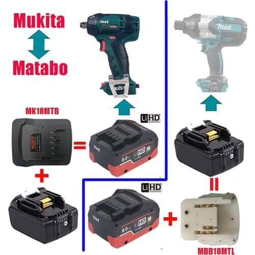 Electric Power Tool Adapter Converter MK18MTB ( Makita Battery to Metabo Tool ) MBB18MTL ( Metabo Battery to Makita Tool )