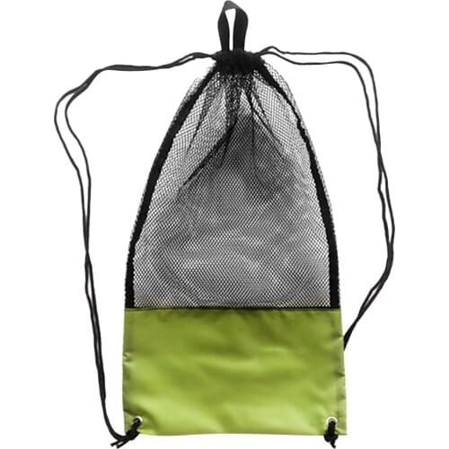 Scuba Diving Snorkel Swim Fins Mesh Drawstring Gear Bag with Shoulder Strap