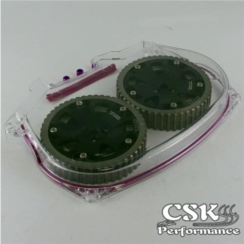 Clear Timing Belt Cover + Cam Pulley Fits For Lancer Evolution 4G63 EVO 4 5 6 7 8 BK/RD