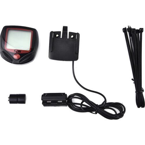 Sunding Bike Wired Stopwatch Bicycle Multifunction Computer Speedometer Odometer Sensor Outdoor Sport Accessories Black
