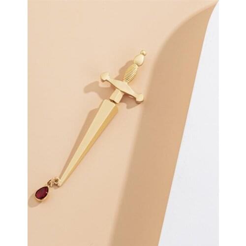 1 PCS New Hot Cool Personality Blood Sworn Dagger Stud Creative Single Earring Long Sword Dangle Earrings Handle