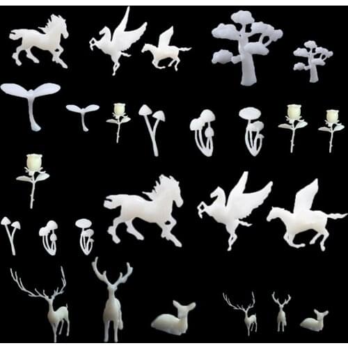 Silicone Mini Mushroom Tree Modeling Resin Mold Rose Deer Landspace Fillings Resin Jewelry Casting Fillers Kit Art Craft