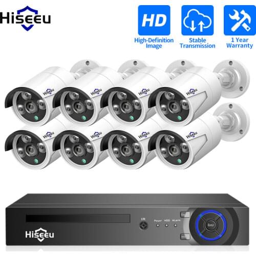 Hiseeu Security Surveillance H.265 4CH/8CH POE NVR For HD 1080P 4MP 5MP POE IP Camera NVR AI Face Detect Network Video Recorder