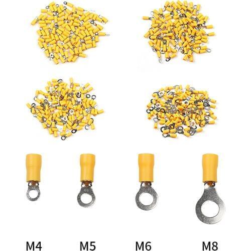 100PCS/lot Wire Connector Yellow RV5.5-4/RV5.5-5/RV5.5-6/RV5.5-8 Electrical Crimp Terminal Ring Insulated Wire Connector