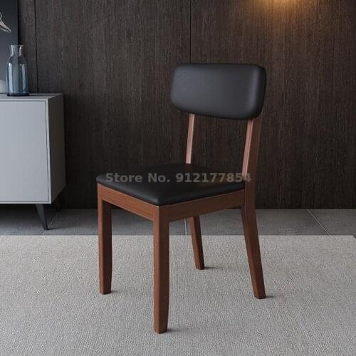 Modern Simple All Solid Wood Soft Chair Home Backrest Chair Stool Light Luxury Dining Chair Leisure Desk Computer Chair