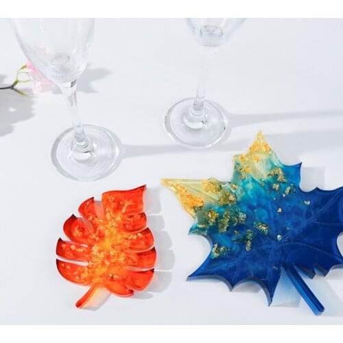 TC116 4PCS 3D Maple Leaf Resin Mold Silicone Resin Mold Casting Coaster Silicone Molds Maple Leaf Epoxy Resin Molds DIY