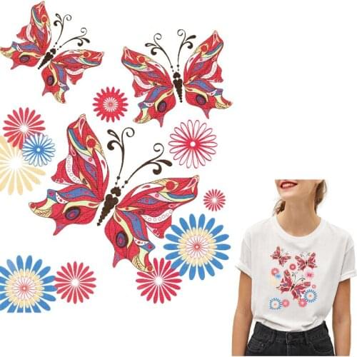 Butterfly Patches Iron-on Transfers for Clothing Thermoadhesive Patch Diy Stickers Thermal Clothes Applique Fabric for Children