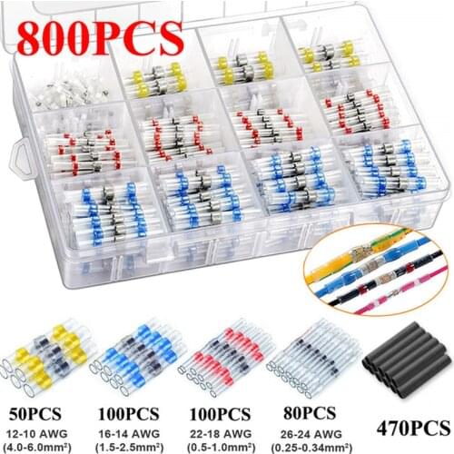 800/250/50PCS Heat Shrink Connectors Waterproof Solder Wire Connectors & Heat Butt Crimp Terminals - Electrical Connectors Kits