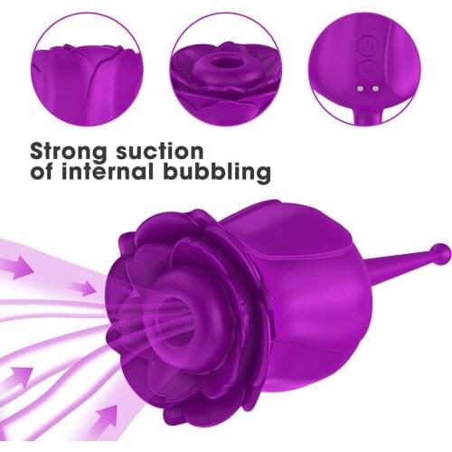 Purple Rose Suction Vibrator Sucking Breast Pump Women Toy Nipple Sucker Rechargeable