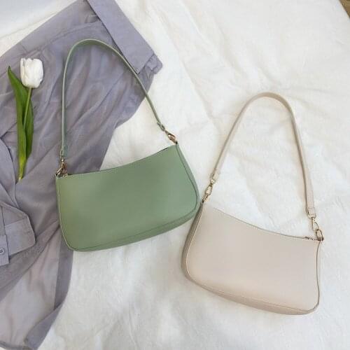 Vintage Women PU Leather Shoulder Underarm Bag Casual Ladies Solid Color Small Purse Handbag Female Small Subaxillary Bag Clutch