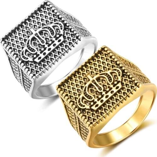 WANGAIYAO2021 new square crown male ring alloy domineering mens ring