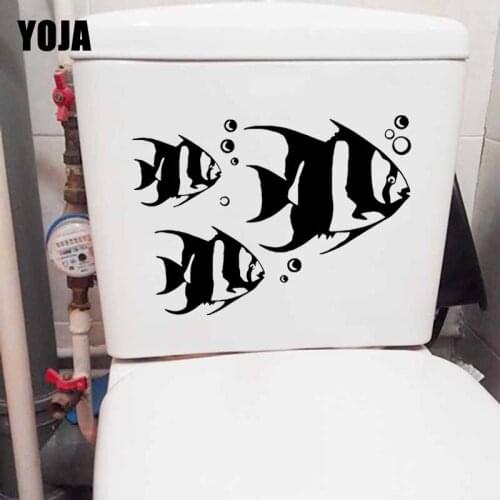 YOJA 23.6X16.7CM Toilet Seat Sticker Cute Fish Kids Room Wall Decal DIY Decor T5-0304