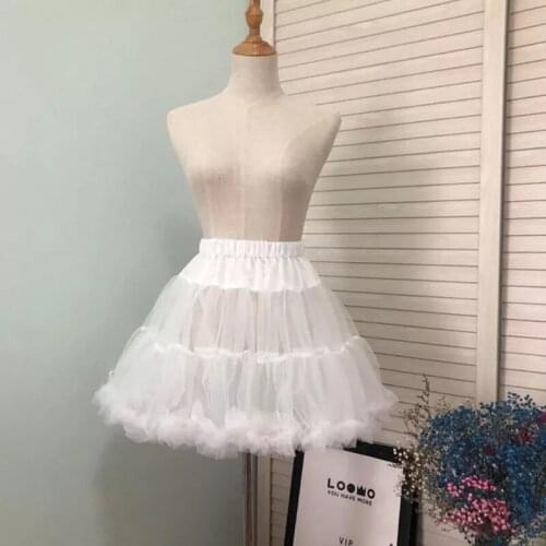 Petticoat Solid White Color Fluffy Bubble Tutu Skirt Puffy Half Slip Prom Crinoline Underskirt No Hoop