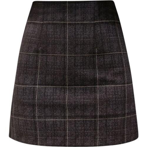 Fashion Women Autumn And Winter Harajuku Thickened Woolen Plaid Retro Skirt Female Cute Japanese Kawaii Skirts For Women