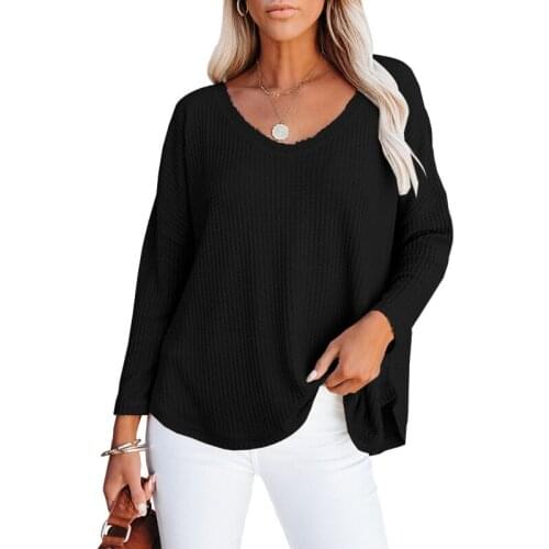 Womens Harajuku Womens T-shirt 2021 New Solid Long Sleeve T-shirt Womens Loose Top Vintage Clothes Woman Tshirt Casual