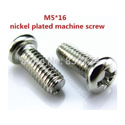 100pcs m5*16 carbon steel with nickel coated phillip cross pan round head electronic l screw machine screw