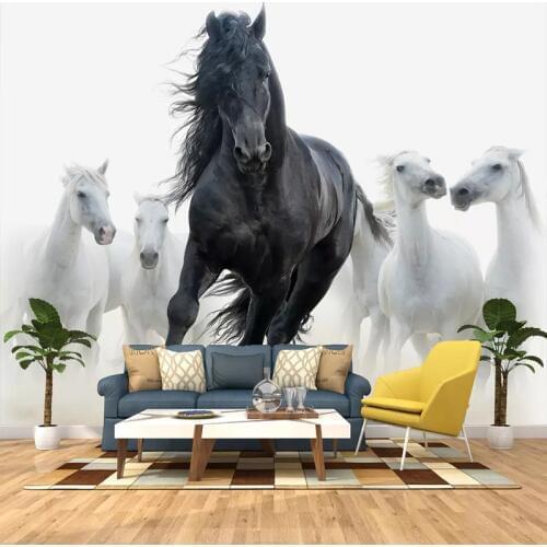 Custom 3D Photo Wallpaper Black White Horse Art Wall Painting Living Room Bedroom Study Room Home Decor Wall Mural Wallpapers