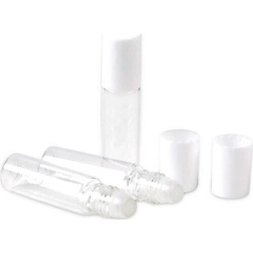 5 PCS 5ml/10ml Glass Roller Bottles Empty Clear With Roll On Empty Cosmetic Essential Oil Vial For Traveler With Glass Ball