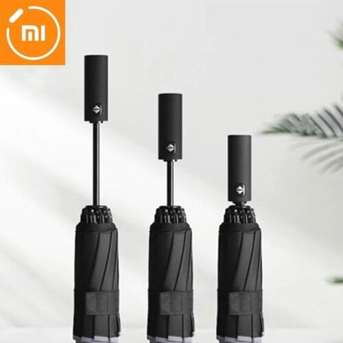 Xiaomi 10 Ribs Automatic Non-automatic Umbrella with Reflective Stripe Reverse Led Light Umbrella Three Folding Inverted Travel