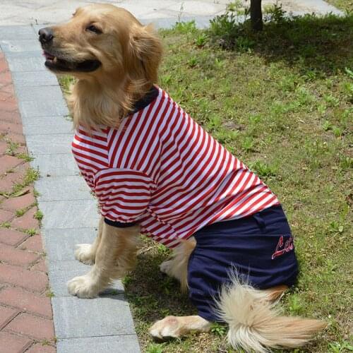Big dog clothes striped big dog one-piece four-legged pants stretch and comfortable full coverage big dog clothes dog jacket
