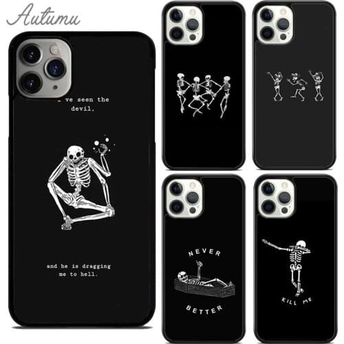 Funny skull skeleton real text Phone Case for iPhone 11 12 Pro Max mini X XR XS SE 2020 5 6 7 8 Plus Samsung S9 S10 Cover shell