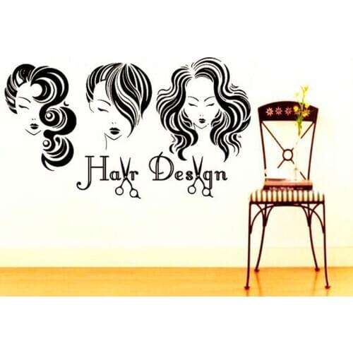 Hair salon barber shop decorative wall stickers three girls custom hair style decorative stickers vinyl stickers art murals MF34