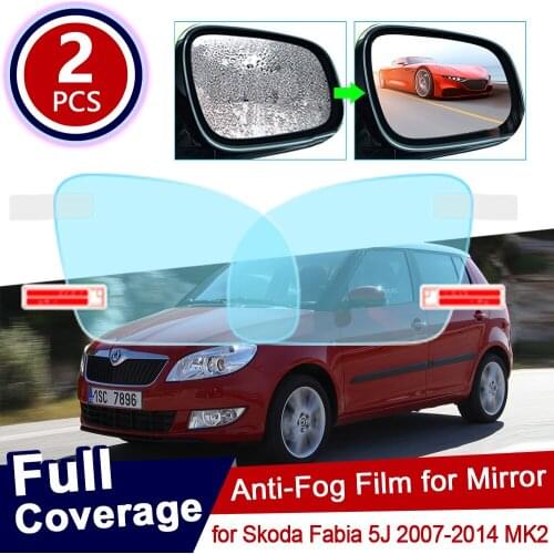 For Skoda Fabia 5J 2007~2014 MK2 Full Cover Anti Fog Film Rearview Mirror Rainproof Clear Anti-fog Films Car Accessories 2008