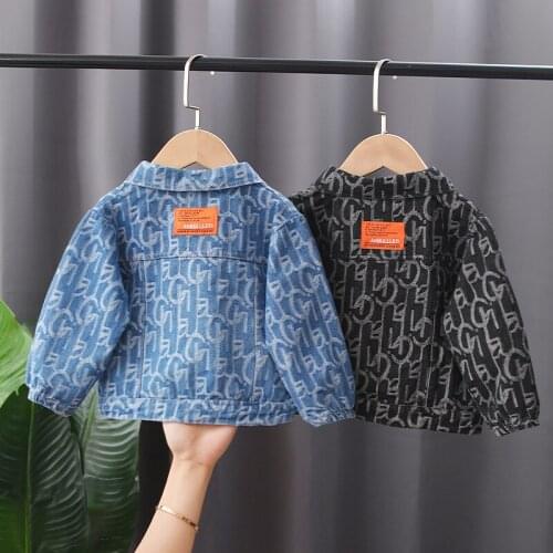 Kids Boys Denim Jacket Autumn Childrens Clothing Baby Girl Print Jeans Coats Casual Denim Coats and Outerwear In Kids Boys