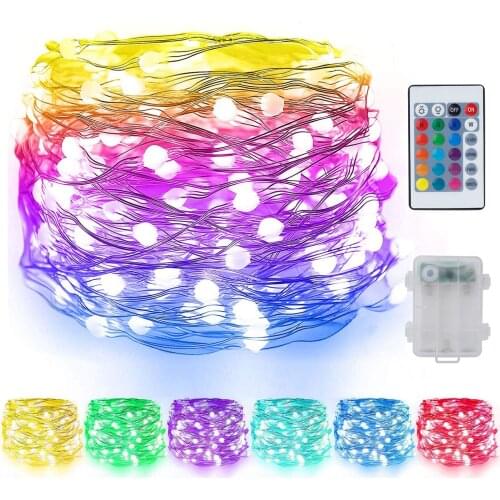 RGB 16 Colors Changing Led String Light 5/10m Battery Remote Control Christmas Pop Year Wedding Outdoor Decorative Fairy Garland