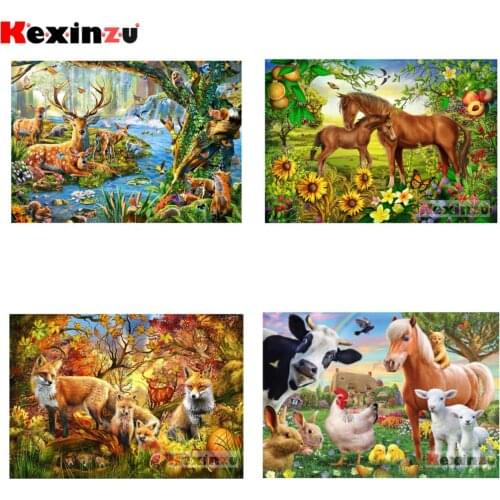 KEXINZU 5d DIY Diamond Painting Full Square Forest animal cow Diamond Embroidery Cross Stitch Rhinestone Mosaic Home Decor Gift