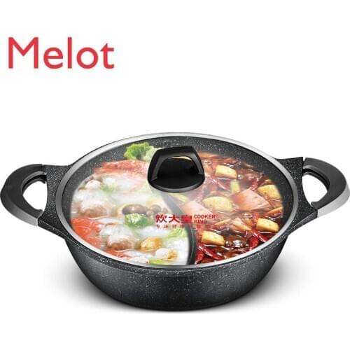 Chinese Style Thickened Maifan Stone Color Non-Stick Two-Flavor Hot Pot Induction Cooker for Home Mandarin Duck Hot Pot