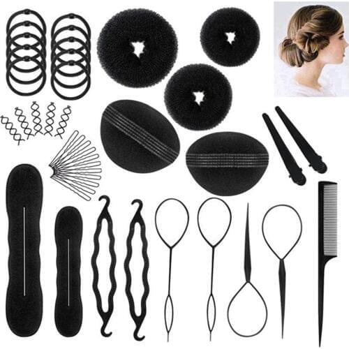 71Pcs/Set Hair Styling Clips Bun Makers Twist Braid Ponytail Tools Accessories Bun Making Tool For Sponge Roller Hairdisk Hair
