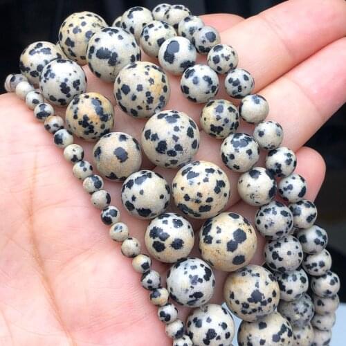 Natural Yellow Spot Jaspers Stone Beaded Round Loose Spacer Beads For Jewelry Making DIY Bracelet Necklace 4/6/8/10/12MM 1Strand