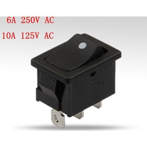 Rocker switch 15*21 copper foot Tripod 2 speed rocker switch KCD1-106B single reset