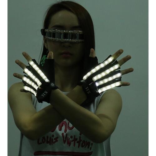 Fashion LED Gloves Stage Show Props Light Flashing Finger Lighting Glow Luminous Costumes Party Supplies Light Up Gloves 1 Pair