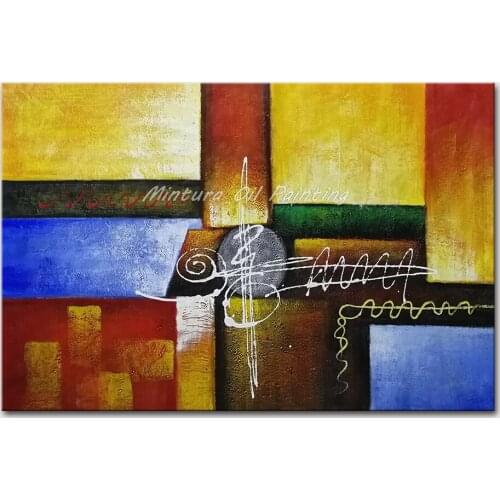 Mintura Wall Picture for Living Room Oil Paintings on Canva Hand Painted Cubes of Different Colors Hotel Decor Wall Art No Frame