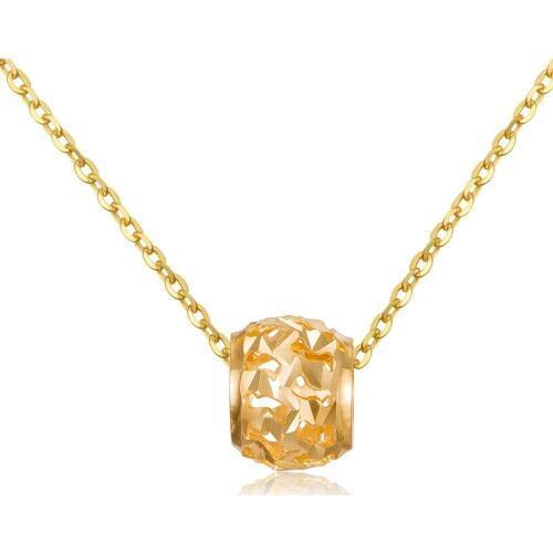 New AU750 18K Yellow Gold Pendant Women Hollow 7MM Ball Necklace Pendant P6264