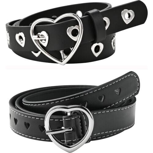 Women Belt New Punk Fashion Belts For Women High-Quality Heart Pin Buckle Belt Single Stomata Retro Jeans Belt Ornaments Belts