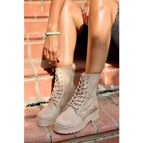 Women Elasticated Shoes Cream Woman Perfect Shoes for Winter and Autumn , Made in TURKEY