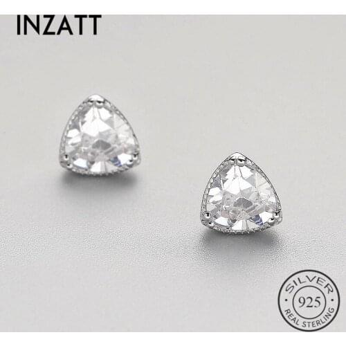 INZATT OL Geometric Triangle Zircon Minimalist Stud Earrings 2018 For Women Wedding Party Charm Silver 925 Fine Jewelry Gift
