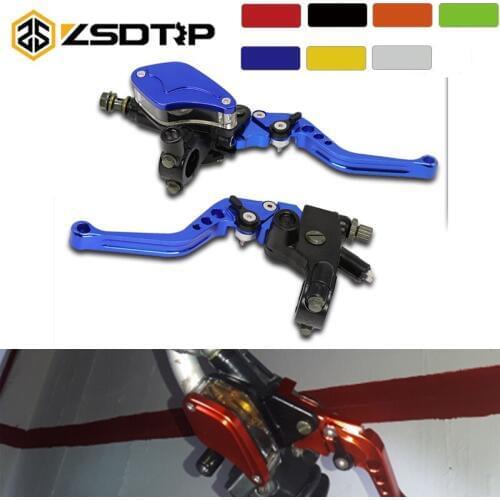 ZSDTRP 7/8'' 22mm Universal Motorcycle Handlebar Lever Master Cylinder Levers Hydraulic Brake Pump Clutch Handle Reservoir Set
