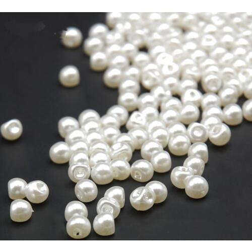 6MM 200Pcs White Imitation Pearls Buttons Side Hole Plastic Clothing Collar Beads Material Decorative Accessories