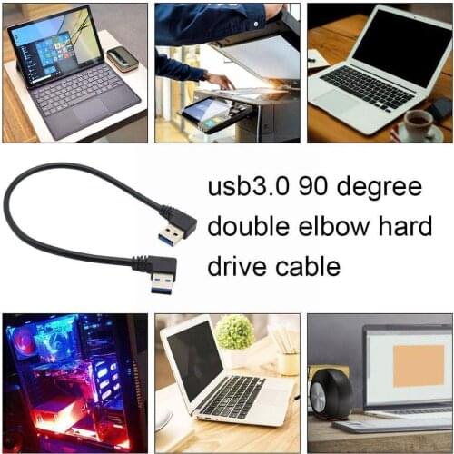 30cm 60cm Usb 3.0 a Male to Male 90 Angled Extension Usb Cord to Left Cable 3.0 Male Right Black Female Adaptor Cable Z1H5