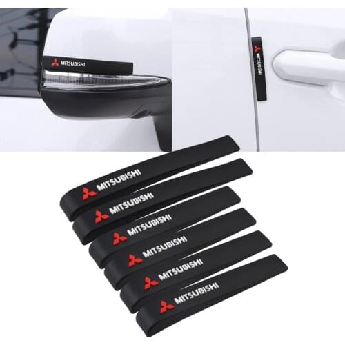 6Pcs Rubber Anti-Collision Strip Car Door Rearview Mirror Protector Stickers For Mitsubishi Lancer Mirage ASX Pajero Ralliart