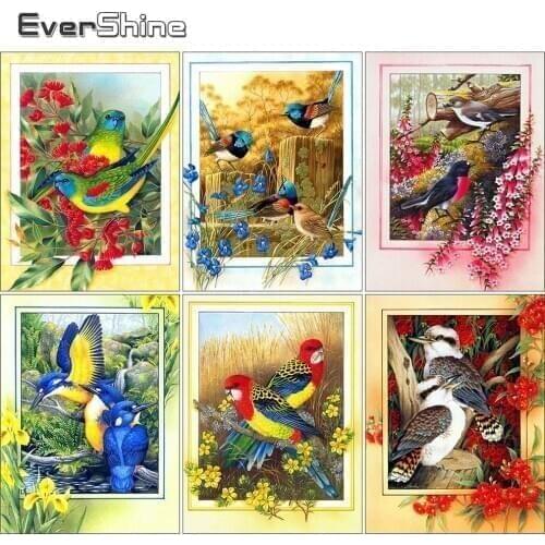 Evershine 5D DIY Diamond Painting Bird Animal Cross Stitch Kit Diamond Embroidery Flower Pictures Of Rhinestones Home Decor Gift