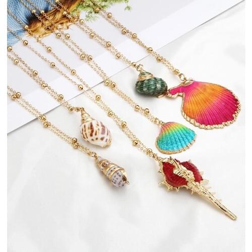 Internet Celebrity Natural Shells Women Necklaces Gold Chain Clavicle Choker Necklace Surprise For Girlfriend Girls Jewelry Gift