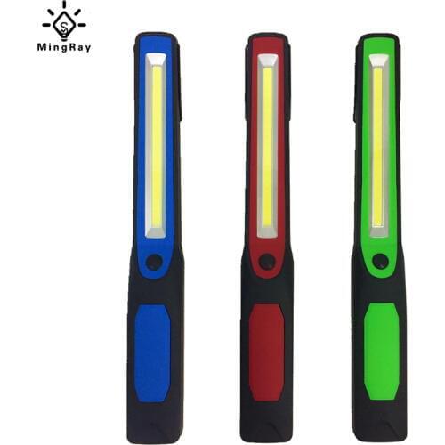 MingRay 2 LED magnetic work light AA Battery 5 W COB diy hand Flashlight for garage inspection lamp auto repair