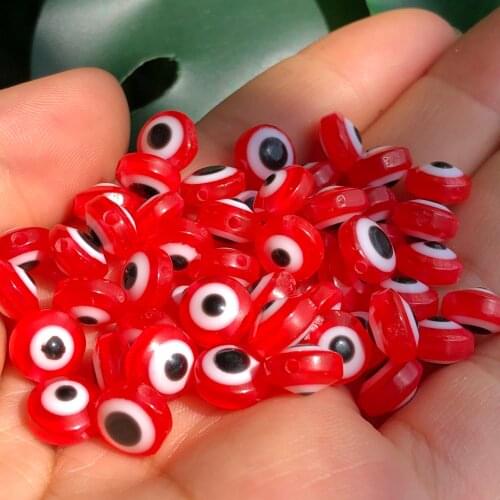Red Evil Eye Resin Flat Round Loose Spacer Beads for Jewelry Making Bracelet DIY Doll Eyes Accessories Findings 6/8/10mm